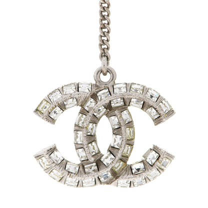 Chanel Baguette Crystal CC Drop Earrings Silver 4 of 5