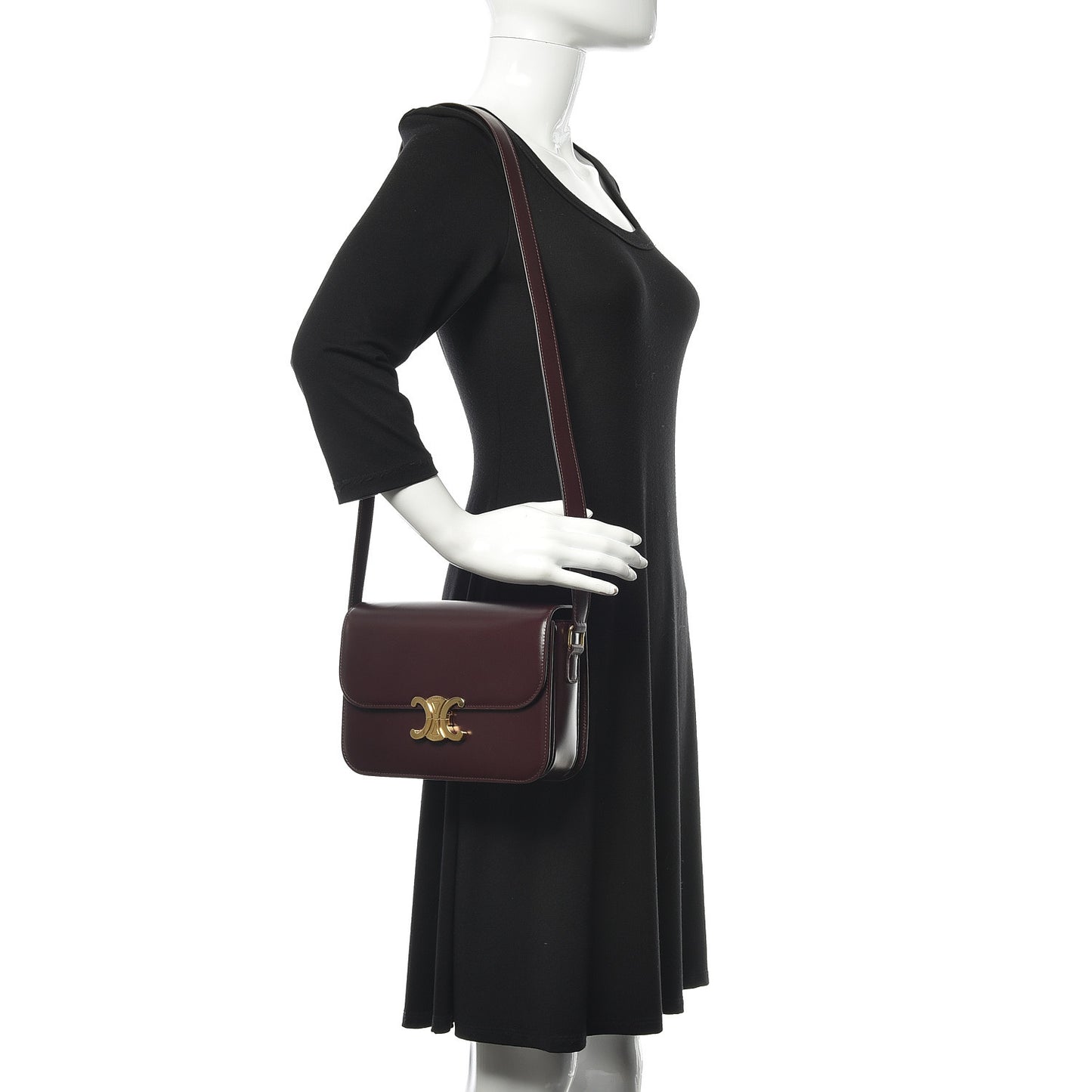 Shiny Calfskin Medium Triomphe Burgundy