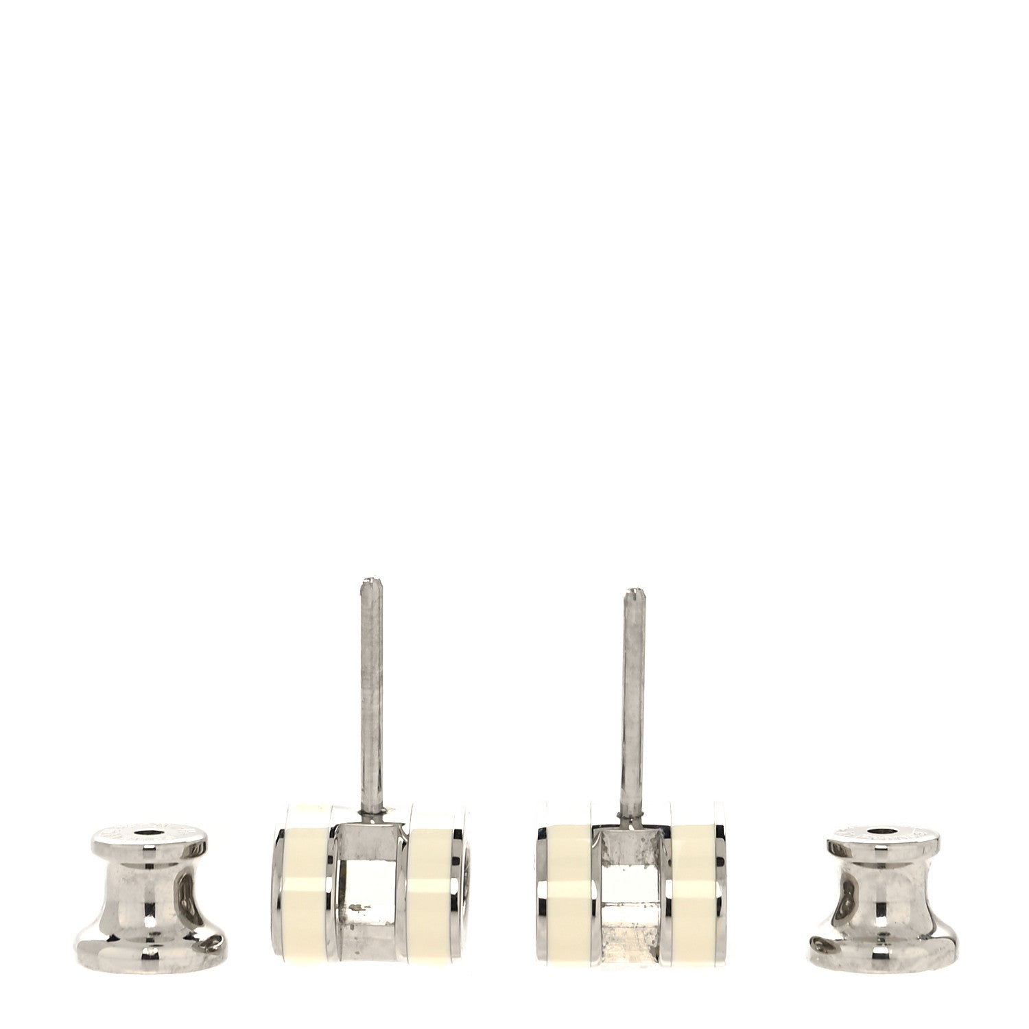 Hermes Palladium Lacquered Mini Pop H Earrings White 3 of 5