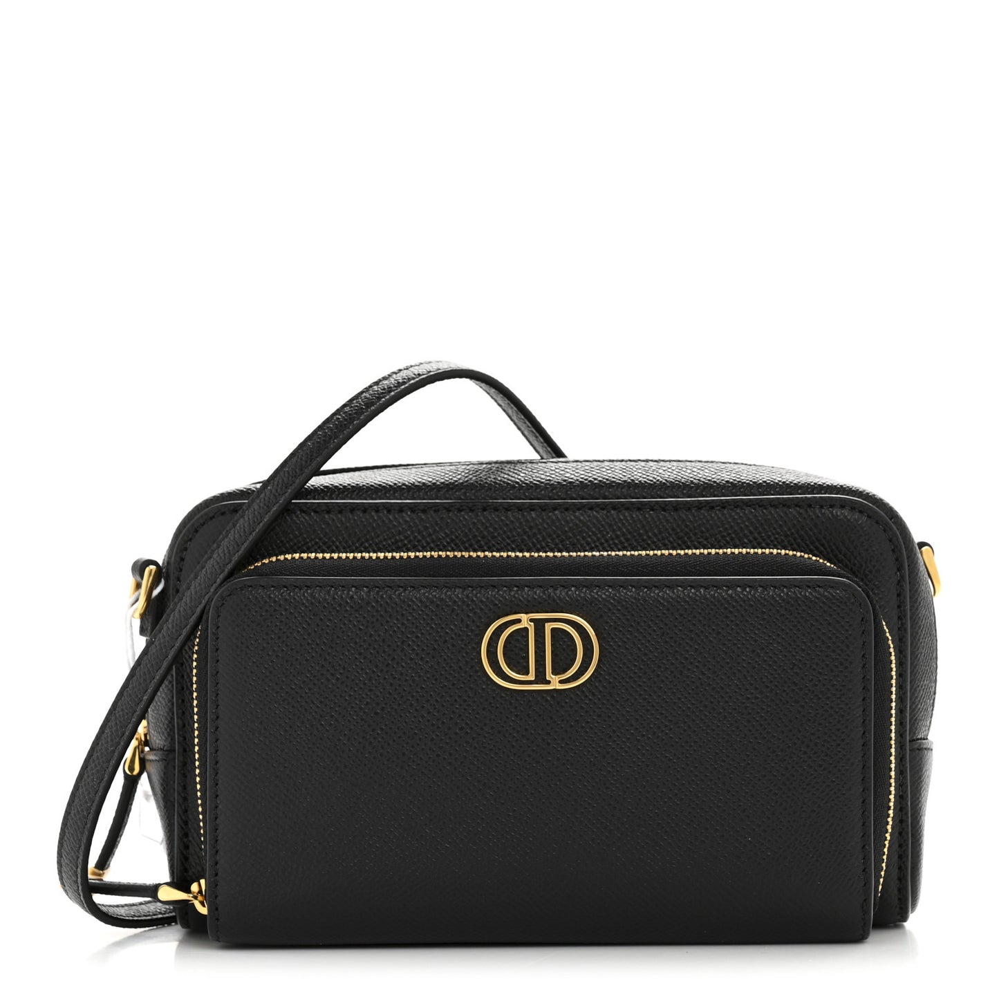 Grained Calfskin Caro Double Pouch Black