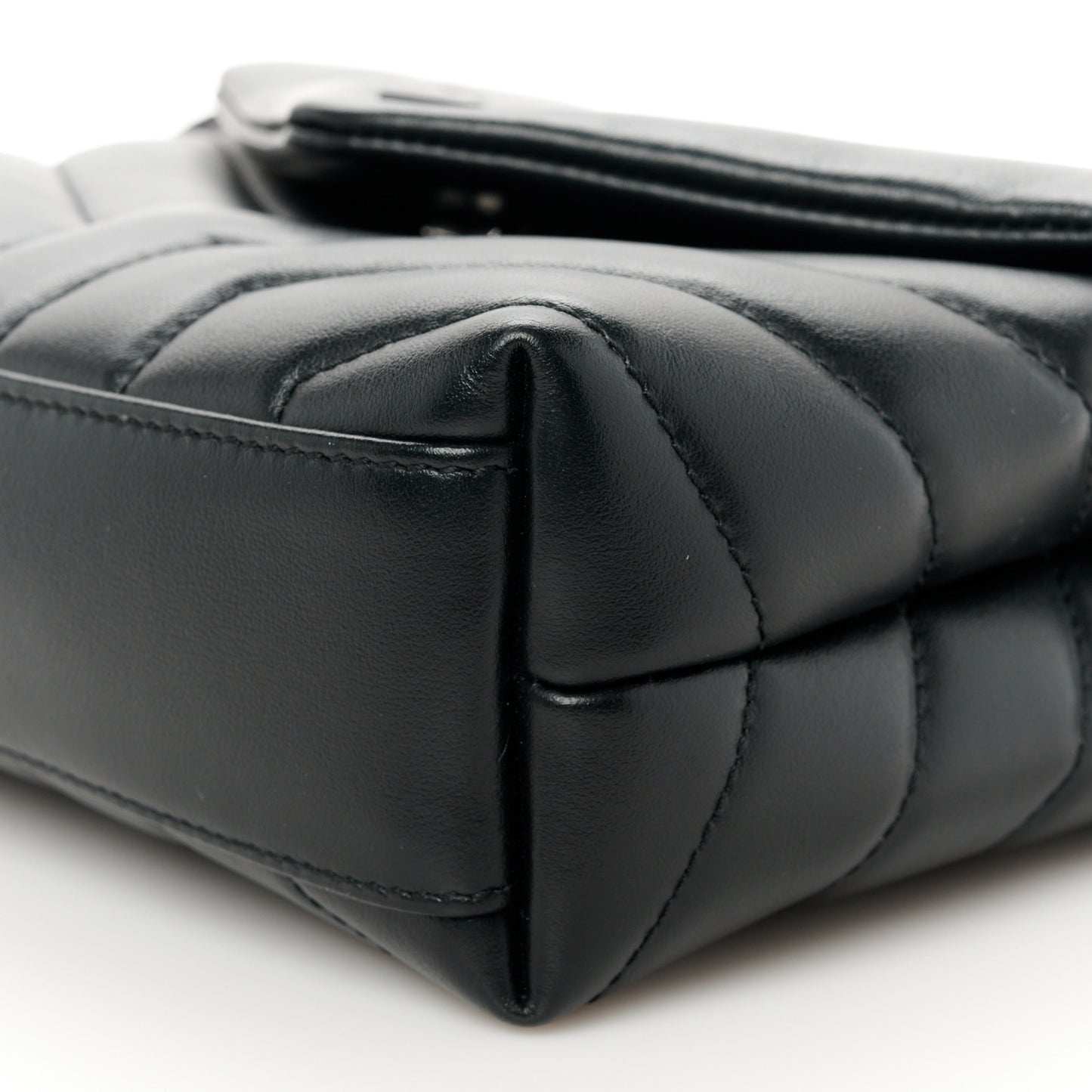 Calfskin Y Quilted Monogram Monochrome Toy Loulou Crossbody Bag Black