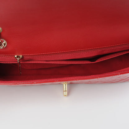 Chanel Patent Calfskin Quilted Valentine Charms Medium Single Flap Red 5 of 8