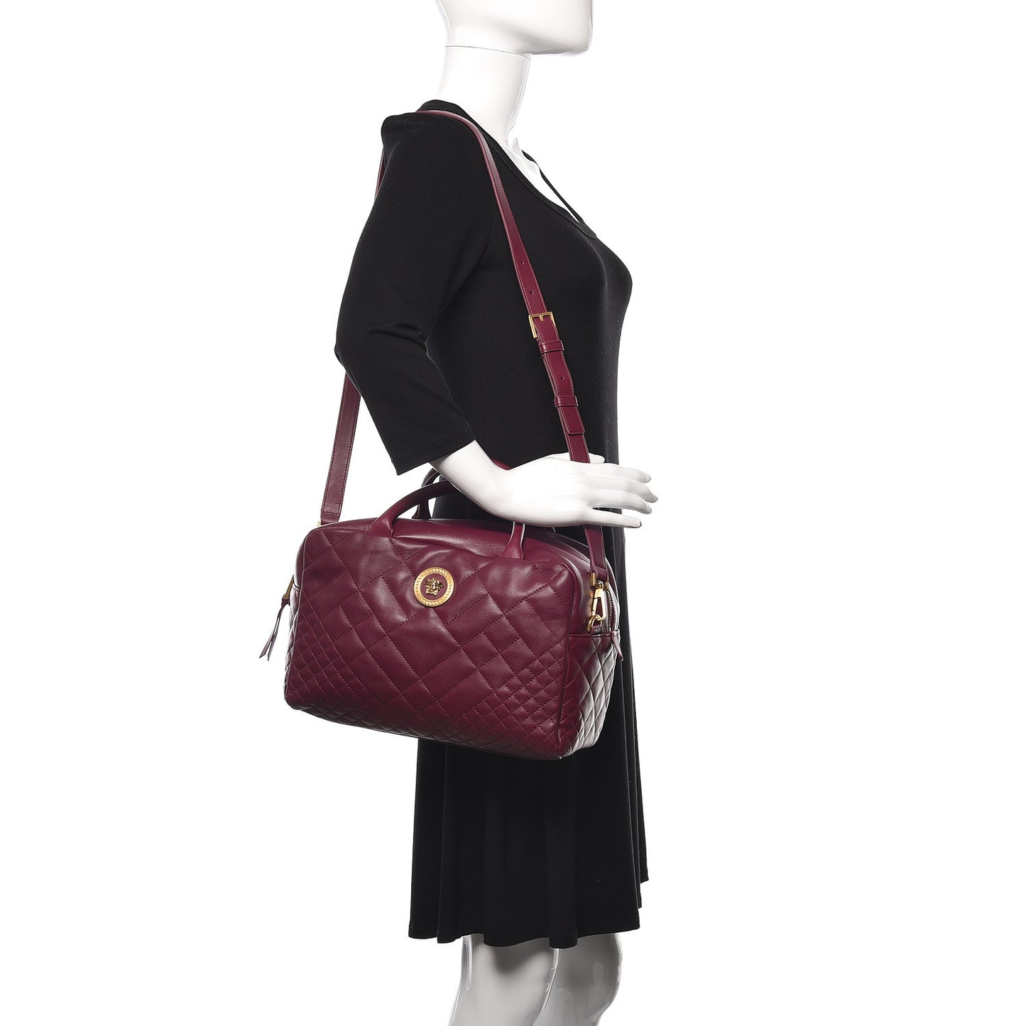 Nappa Quilted Icon Bowler Burgundy