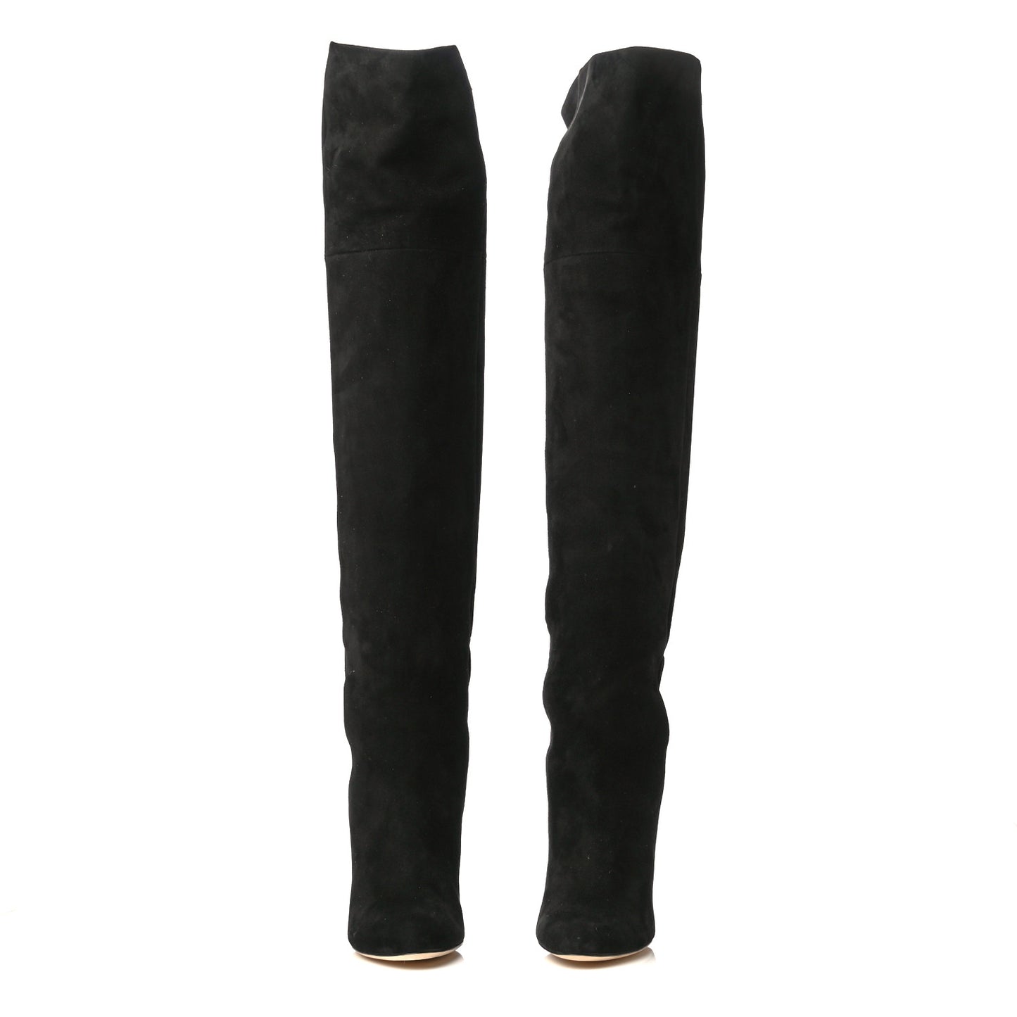 Suede Pleats Thigh High Boots 36.5 Black