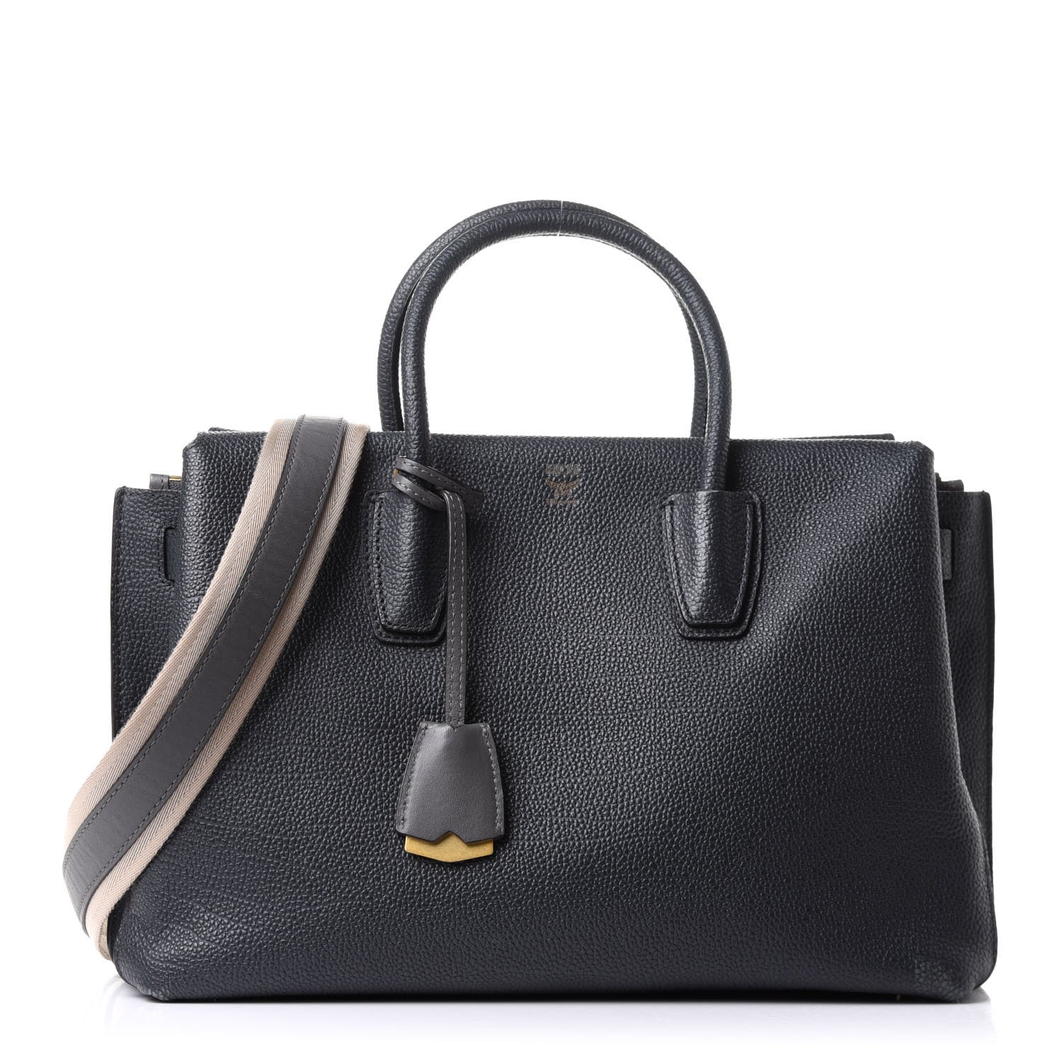 MCM Grained Calfskin Medium Milla Tote Phantom Grey 1 of 14