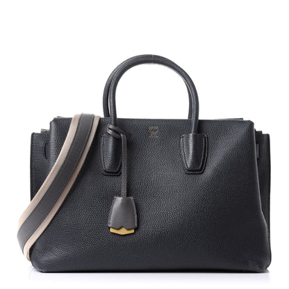 MCM Grained Calfskin Medium Milla Tote Phantom Grey 1 of 14