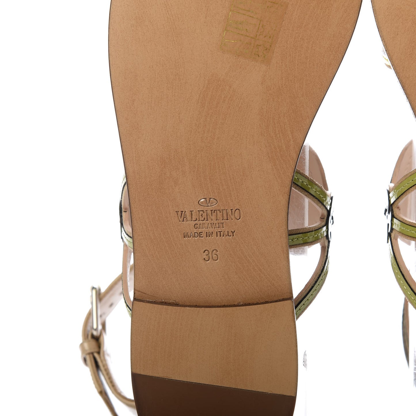 Patent Loveblade Caged Flat Sandals 36 Camel Rose