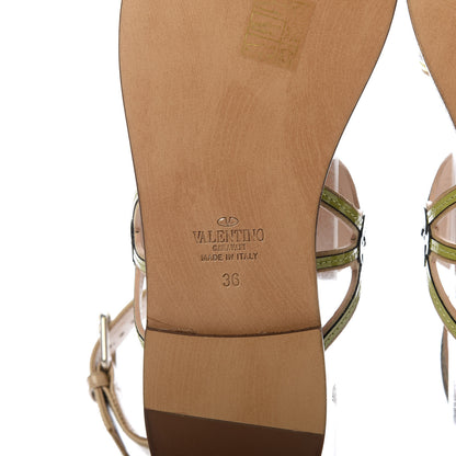 Valentino Garavani Patent Loveblade Caged Flat Sandals 36 Camel Rose 7 of 10