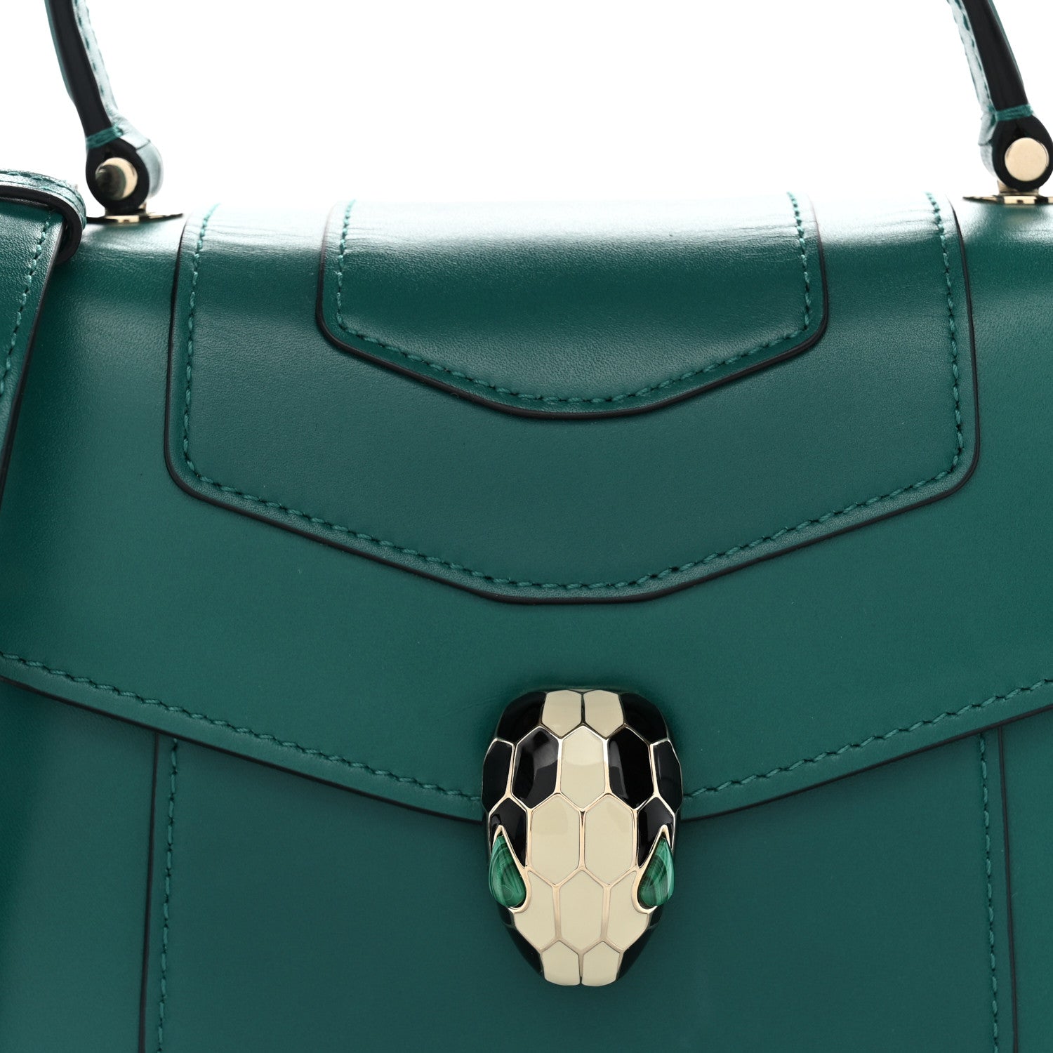 Bulgari Calfskin Serpenti Forever Top Handle Emerald Green 8 of 10