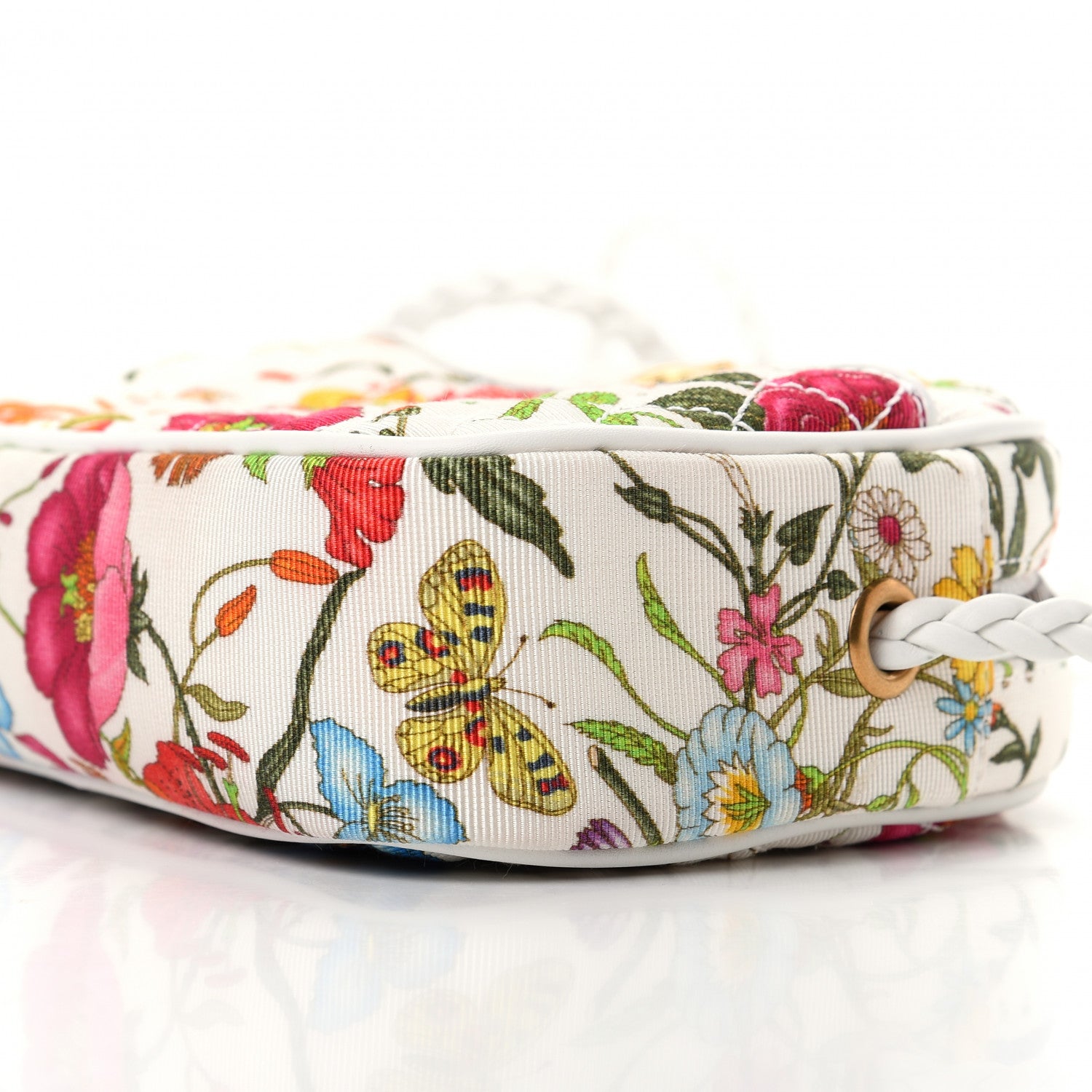Gucci Canvas Flora Floral Trapuntata Mini Zumi Dome Shoulder Bag White 7 of 10