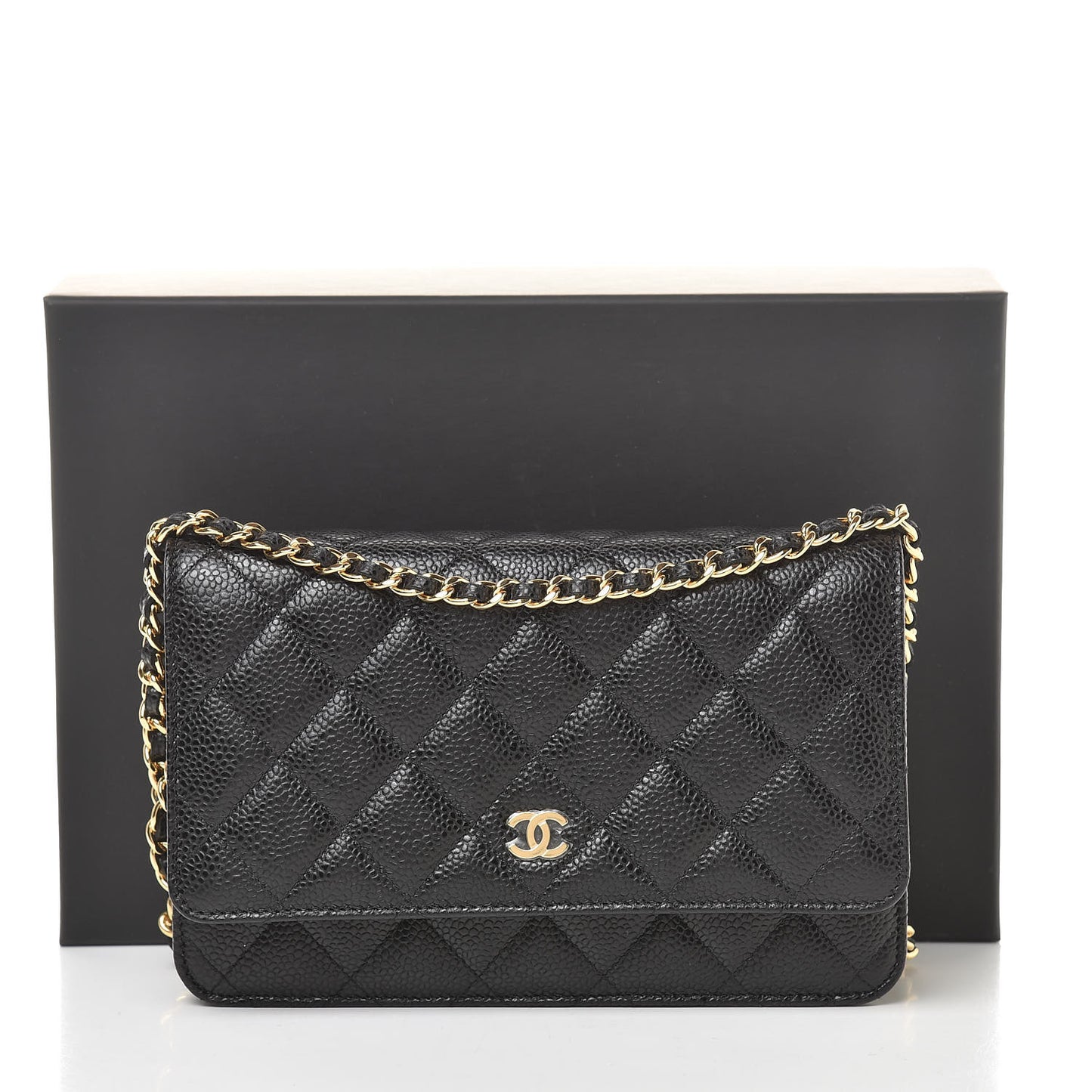 Caviar Quilted Wallet On Chain WOC Black