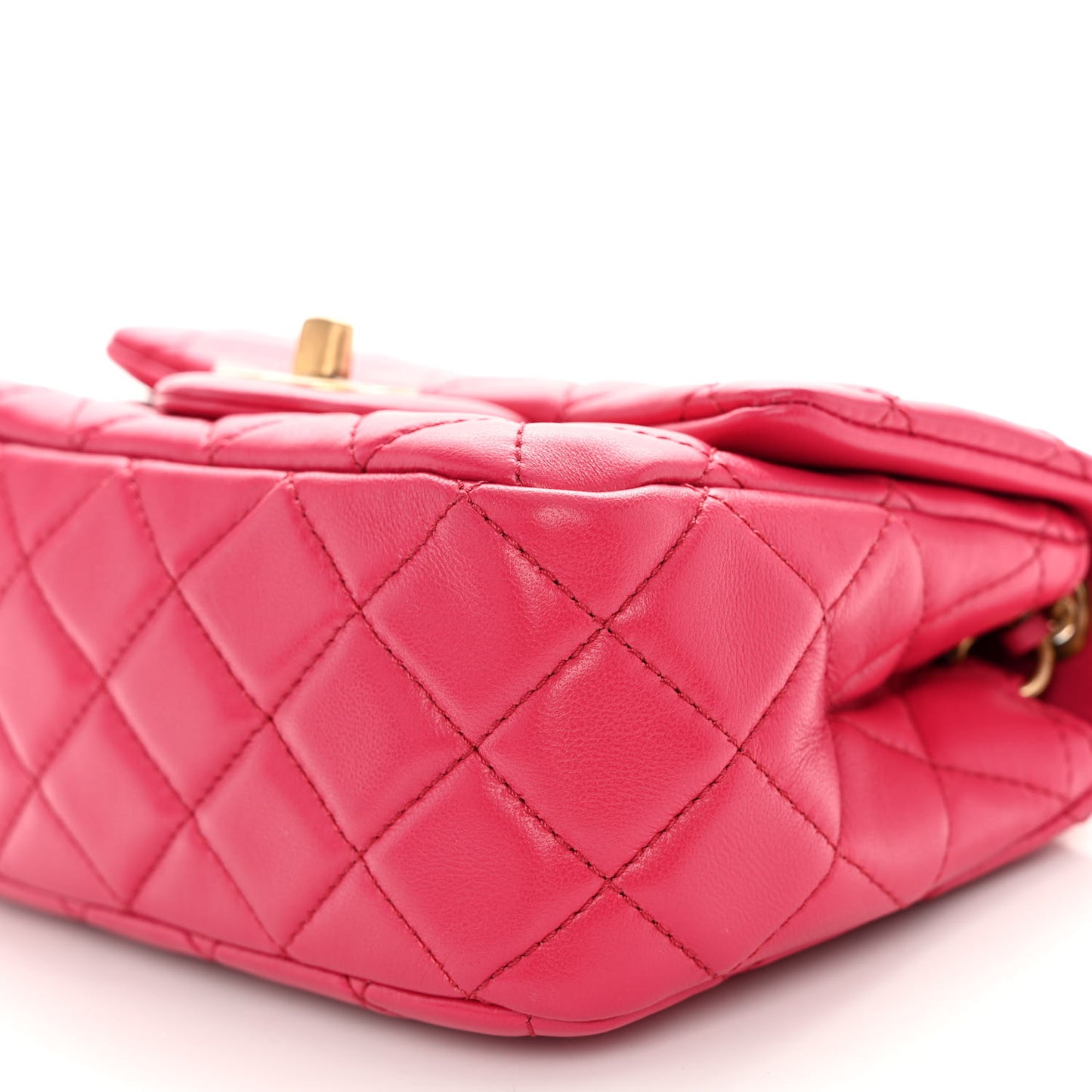 Lambskin Quilted Mini Pearl Crush Flap Fuchsia