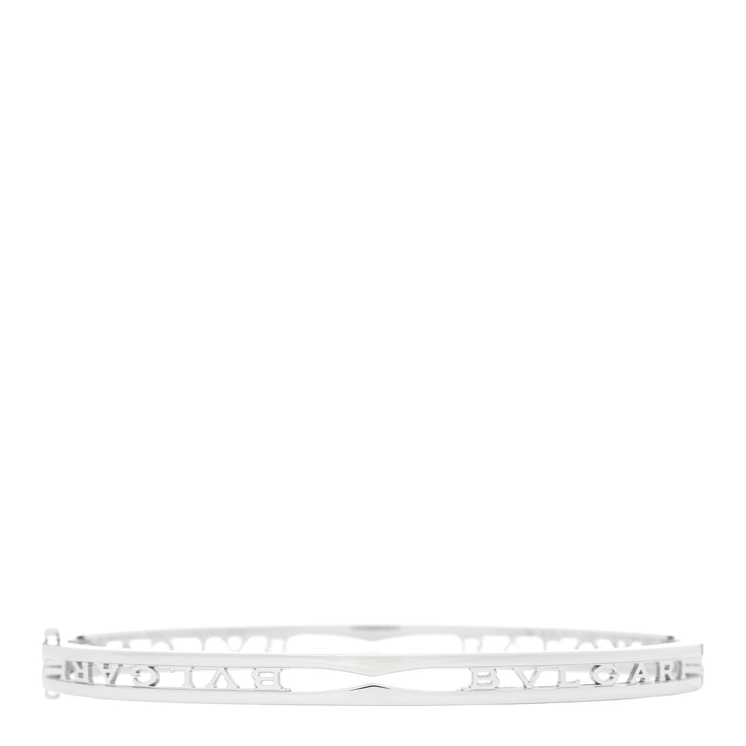 Bulgari 18K White Gold B.Zero1 Bvlgari Logo Bangle Bracelet ML 2 of 4