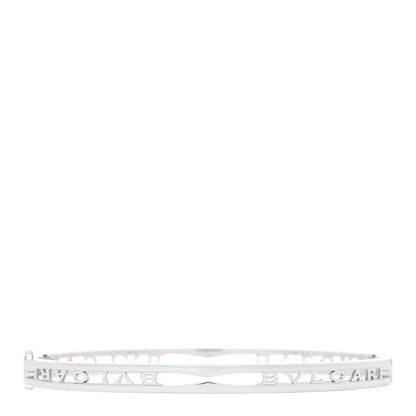 Bulgari 18K White Gold B.Zero1 Bvlgari Logo Bangle Bracelet ML 2 of 4