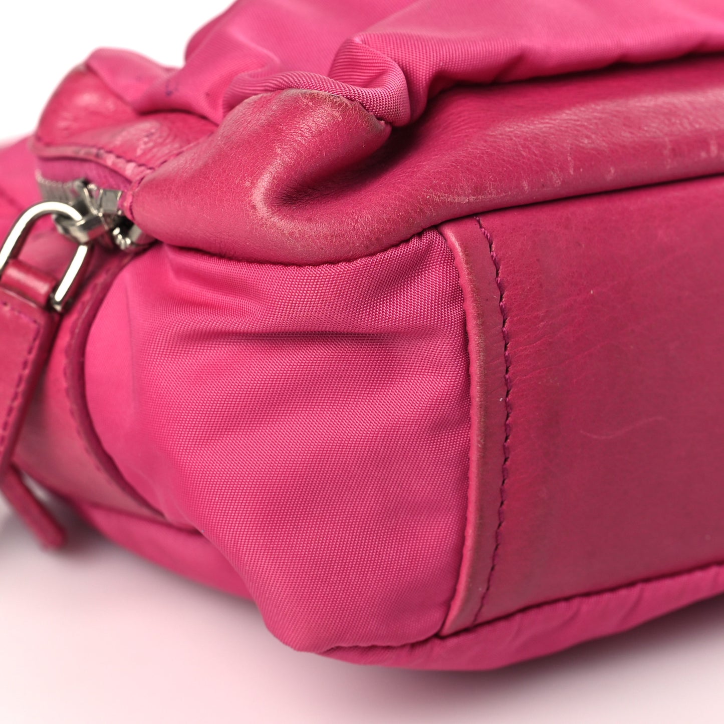 Tessuto Nylon Saffiano Double Pocket Shoulder Bag Pink