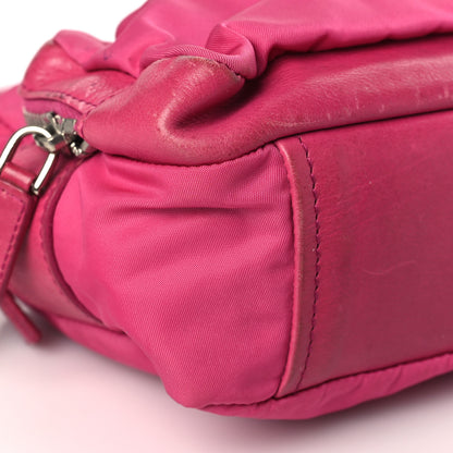 Prada Tessuto Nylon Saffiano Double Pocket Shoulder Bag Pink 7 of 10