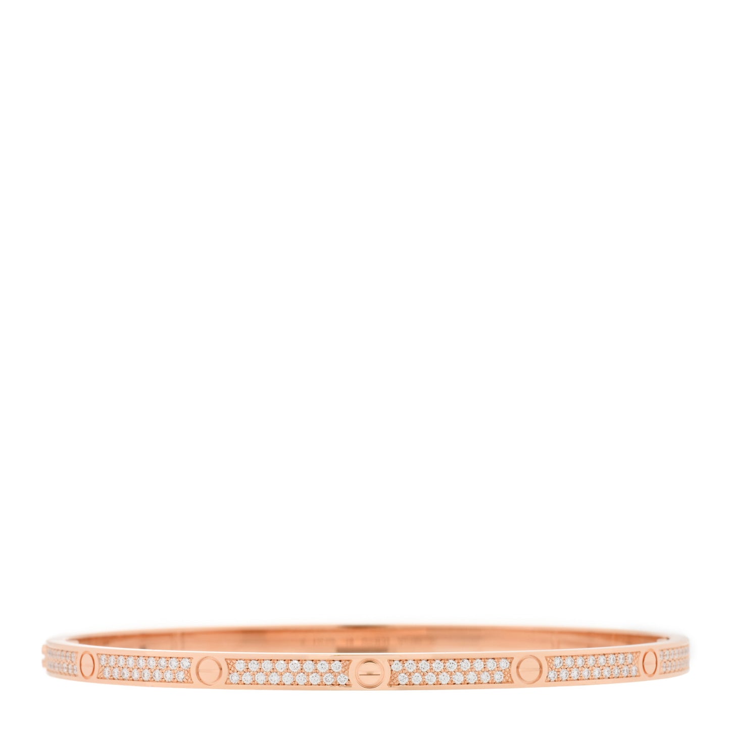 18K Pink Gold Diamond Small LOVE Paved Bracelet 19