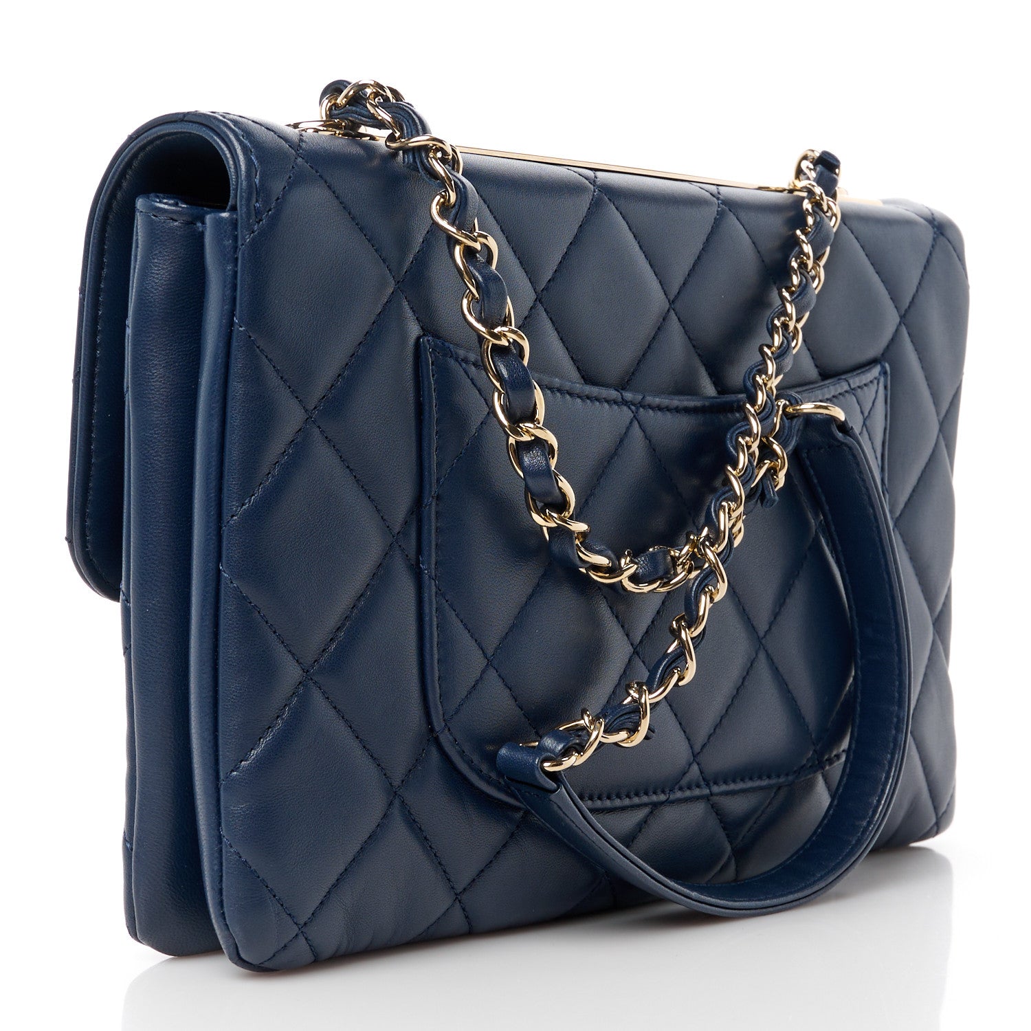 Chanel Lambskin Quilted Medium Trendy CC Flap Navy Blue 3 of 13