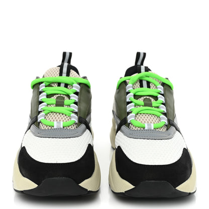 Christian Dior Technical Mesh Calfskin Mens B22 Sneakers 44 Olive Green Black Grey White 2 of 10