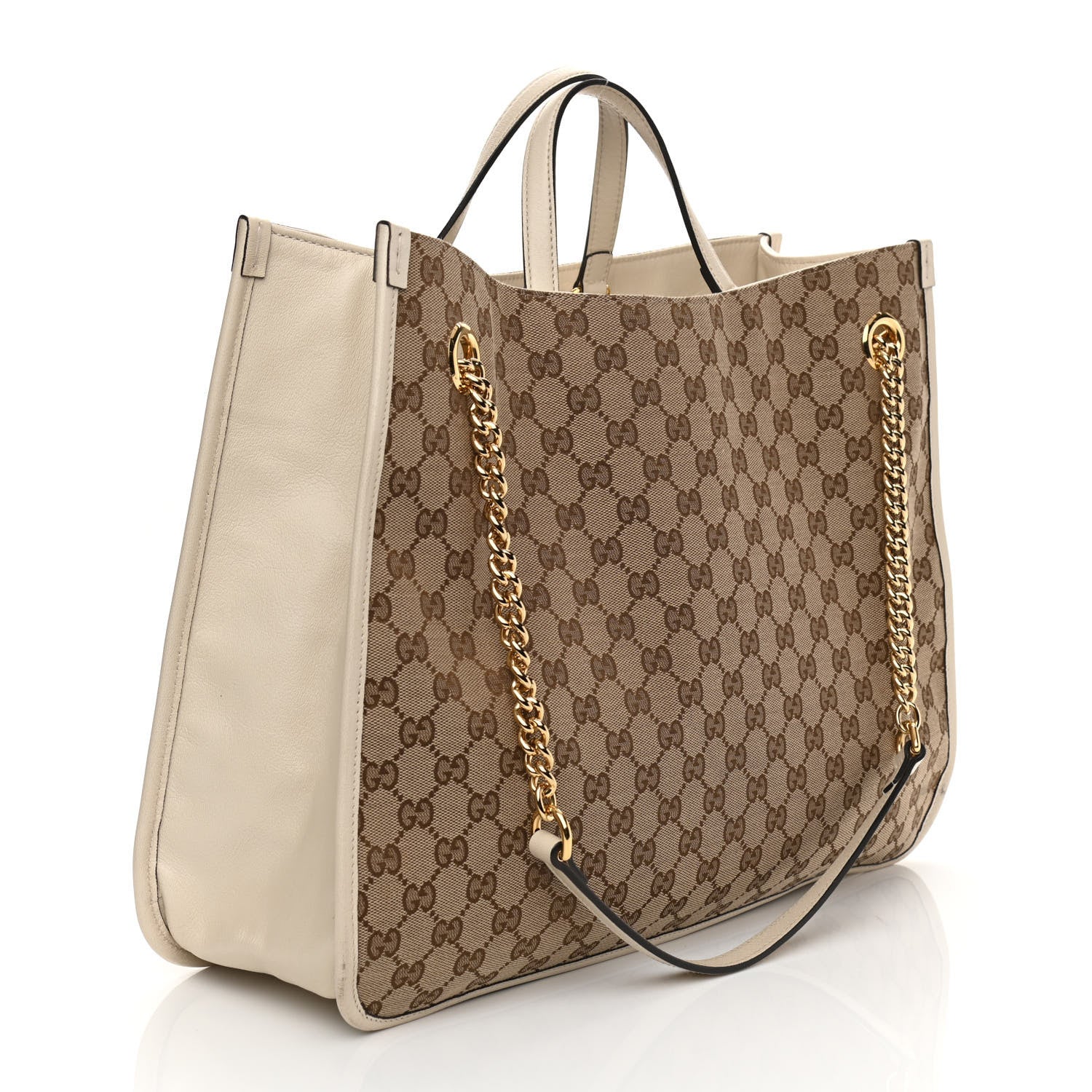 Gucci Monogram Calfskin Large Horsebit 1955 Tote Bag Beige Mystic White 3 of 13