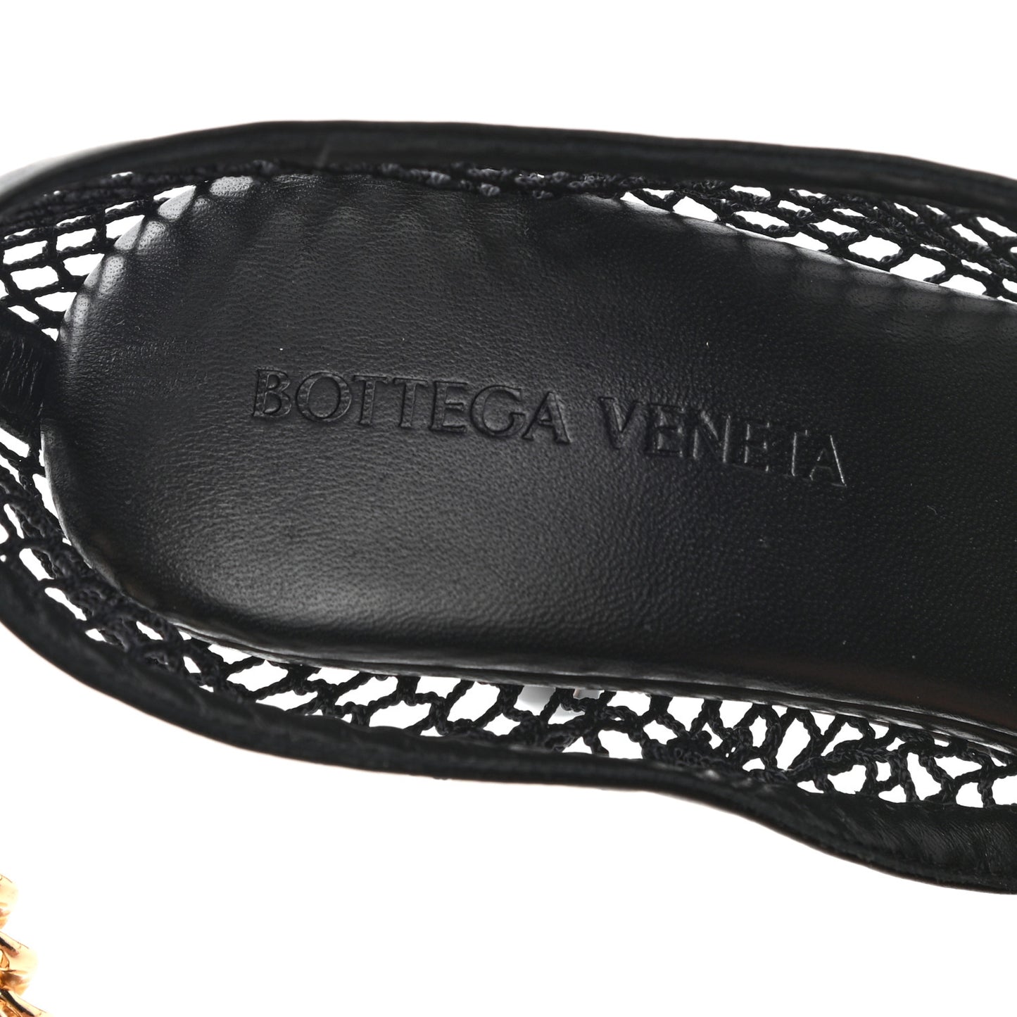 Mesh Nappa Chunky Chain Sandals 35 Black