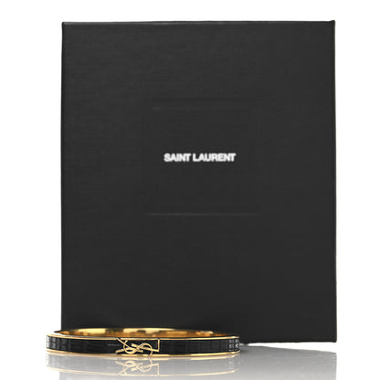 Saint Laurent Calfskin Crocodile Embossed Opyum Bracelet L Black 5 of 5