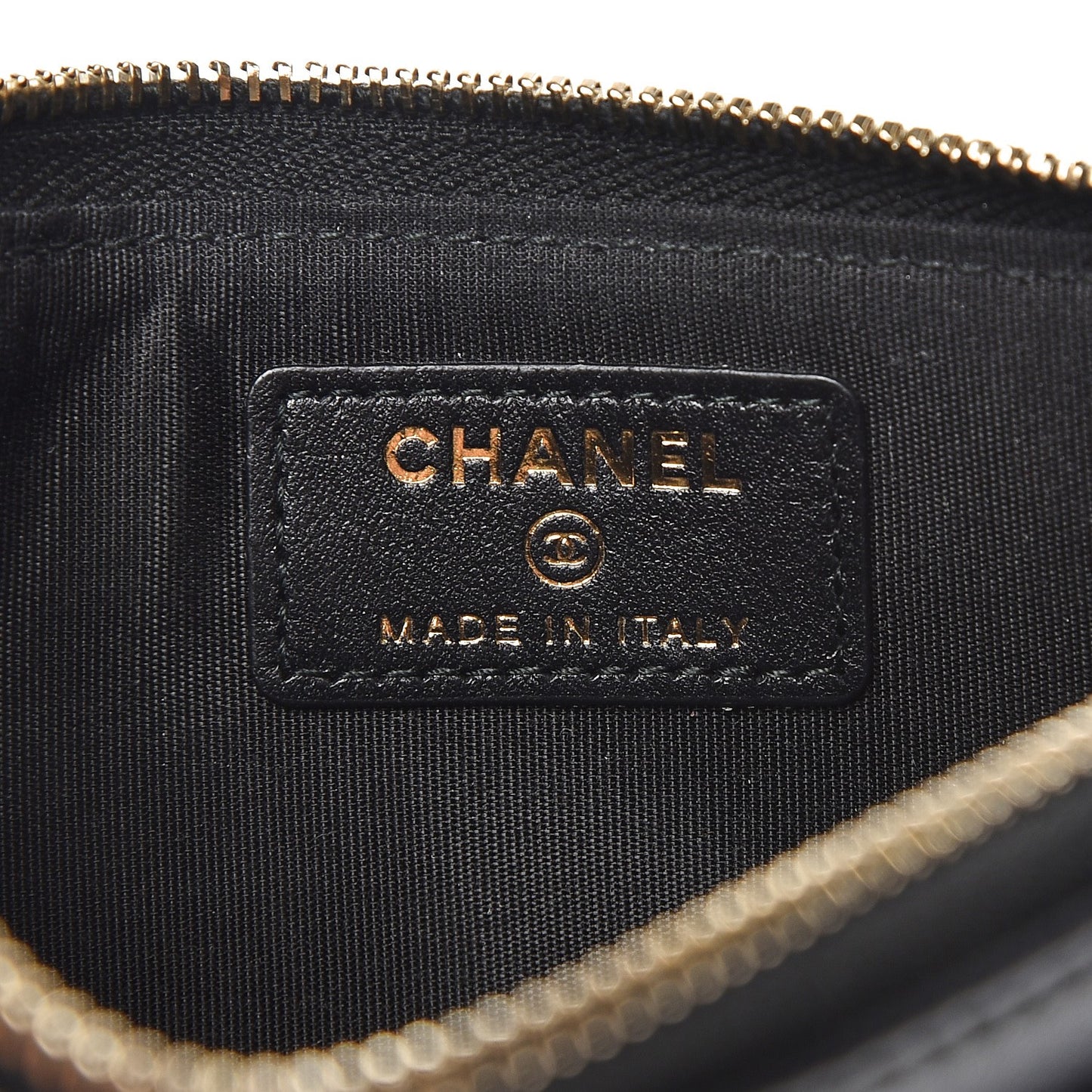 Lambskin Quilted Zip Pouch Black