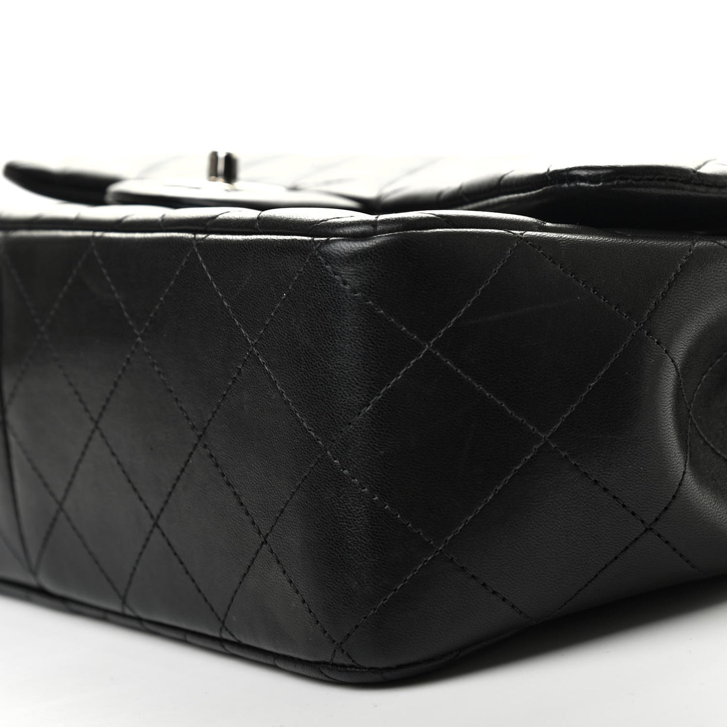Lambskin Quilted Jumbo Double Flap Black