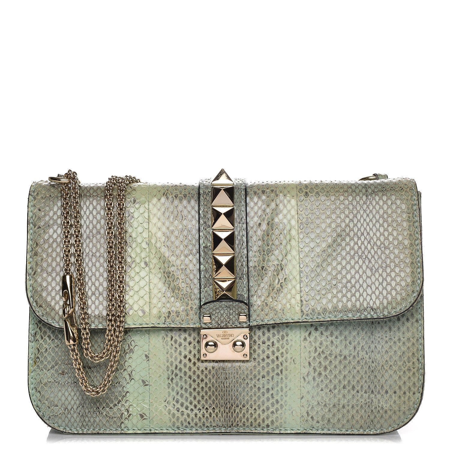 Valentino Garavani Python Large Glam Lock Rockstud Flap 1 of 13