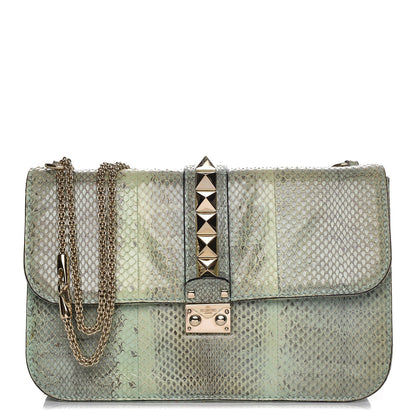 Valentino Garavani Python Large Glam Lock Rockstud Flap 1 of 13