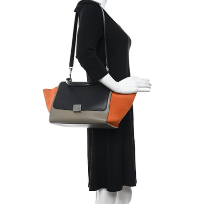 Celine Smooth Calfskin Suede Medium Tri-Color Trapeze Orange 2 of 8