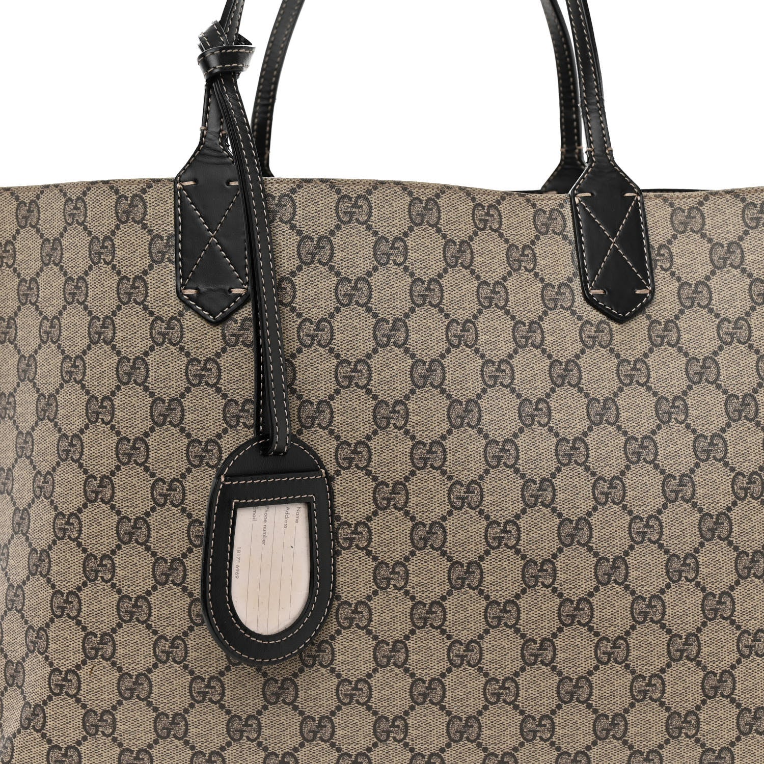 Gucci Calfskin GG Supreme Monogram Large Reversible Tote Black 10 of 17