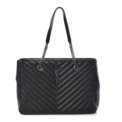 Saint Laurent Sheepskin Matelasse Chevron Large Monogram Shopping Bag Black 1 of 10