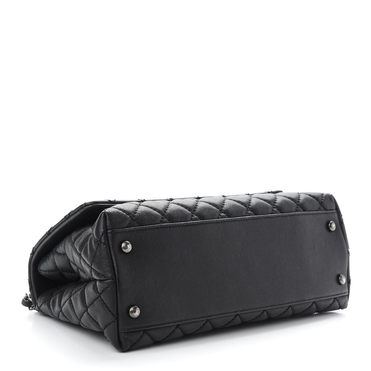 Caviar Lizard Quilted Small Coco Handle Flap Black