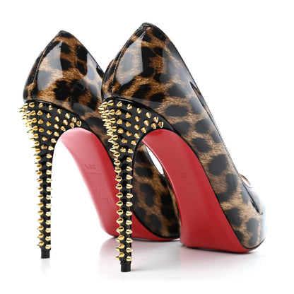 Christian Louboutin Patent Leopard New Very Prive Spikes 120 Pumps 36.5 Brown 4 of 6