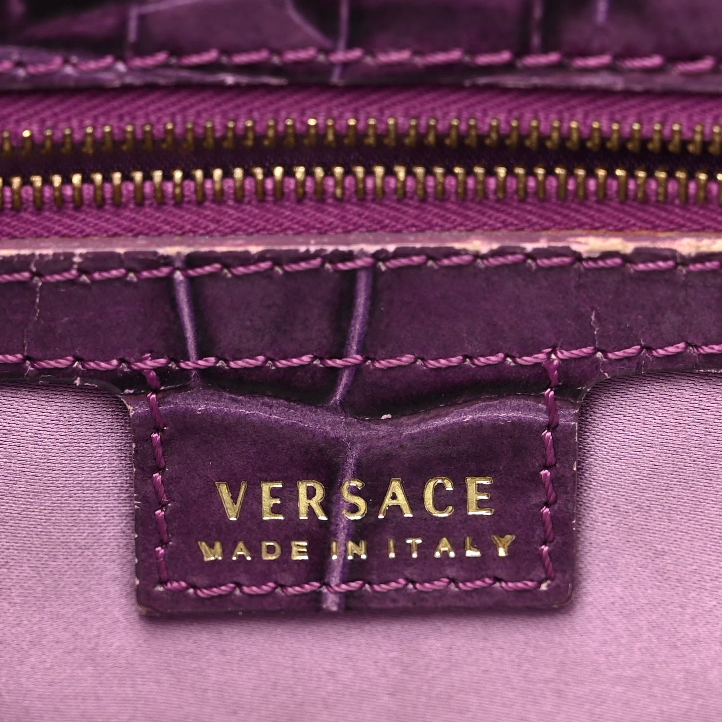 Calfskin Crocodile Embossed Hobo Purple