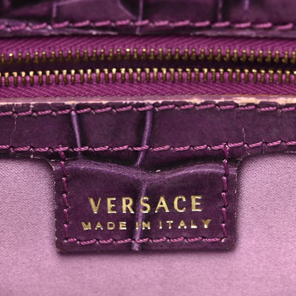 Versace Calfskin Crocodile Embossed Hobo Purple 6 of 13