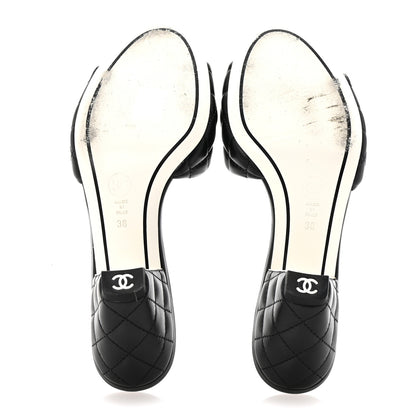 Chanel Lambskin Quilted Textured CC Mules 38 Black 6 of 10