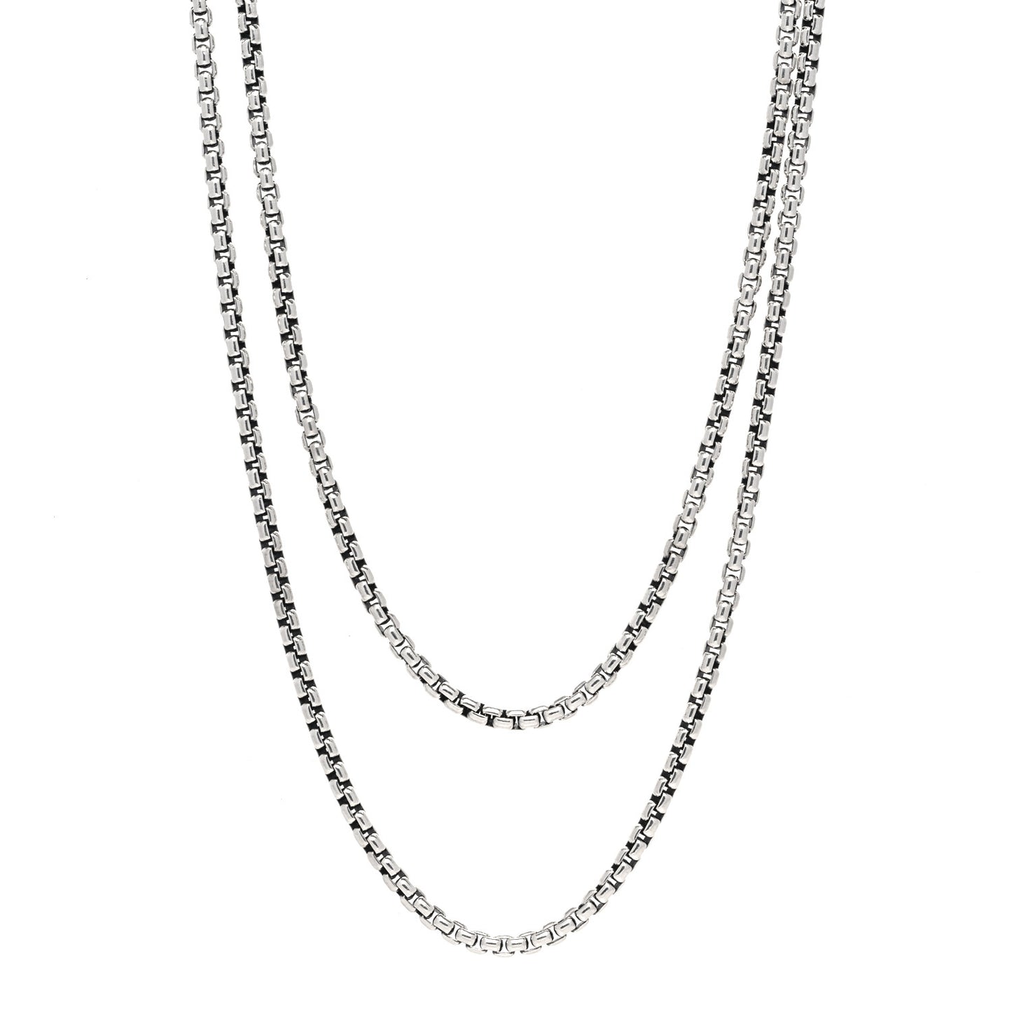 Sterling Silver 14K Yellow Gold 3.6mm Medium Box Chain Necklace 72"