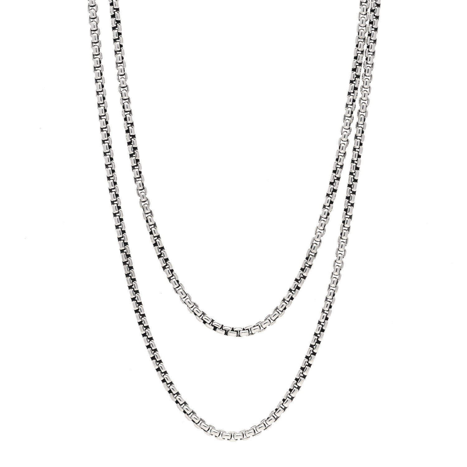 David Yurman Sterling Silver 14K Yellow Gold 3.6mm Medium Box Chain Necklace 72" 1 of 5