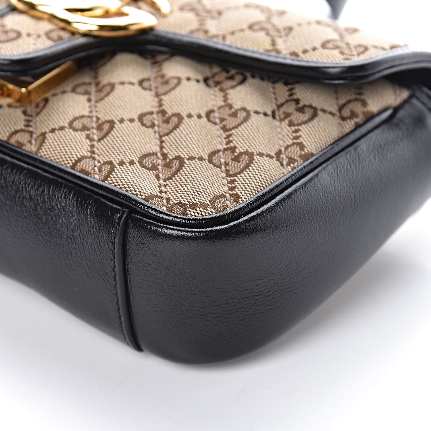 Gucci Monogram Matelasse Diagonal Mini GG Marmont Shoulder Bag Beige Black 9 of 11