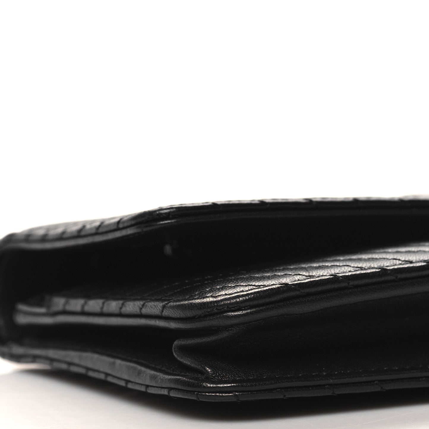 Lambskin Chevron Quilted Wallet On Chain WOC So Black