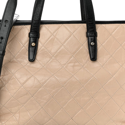 Chanel Aged Calfskin Quilted Large Gabrielle Shopping Tote Beige Black 8 of 14