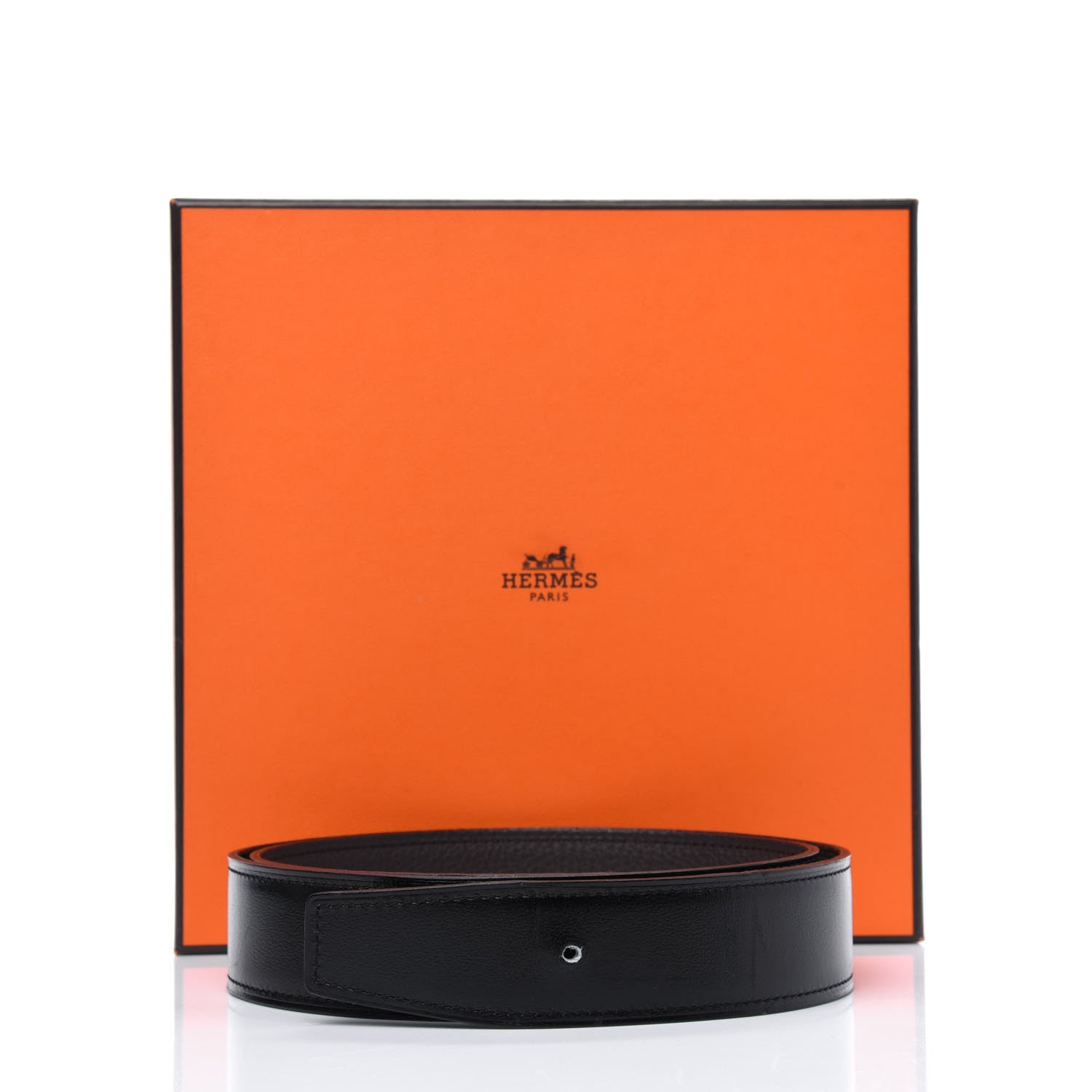 Hermes Box Taurillon Clemence 32mm Belt 80 Black Chocolate 9 of 9