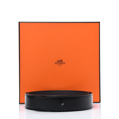 Hermes Box Taurillon Clemence 32mm Belt 80 Black Chocolate 9 of 9