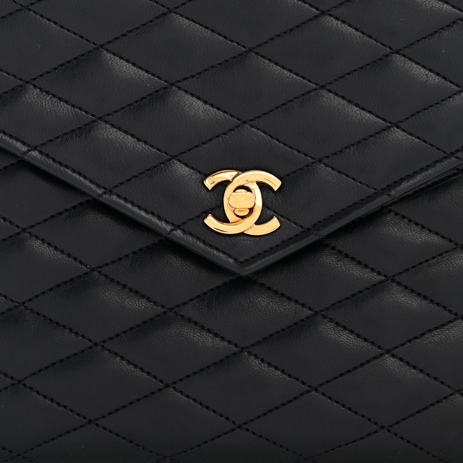 Chanel Lambskin Diamond Stitch Envelope Single Flap Black 8 of 12