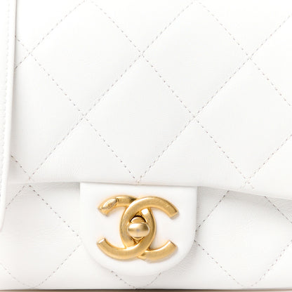 Chanel Lambskin Quilted Small Circular Handle Bag White 9 of 11