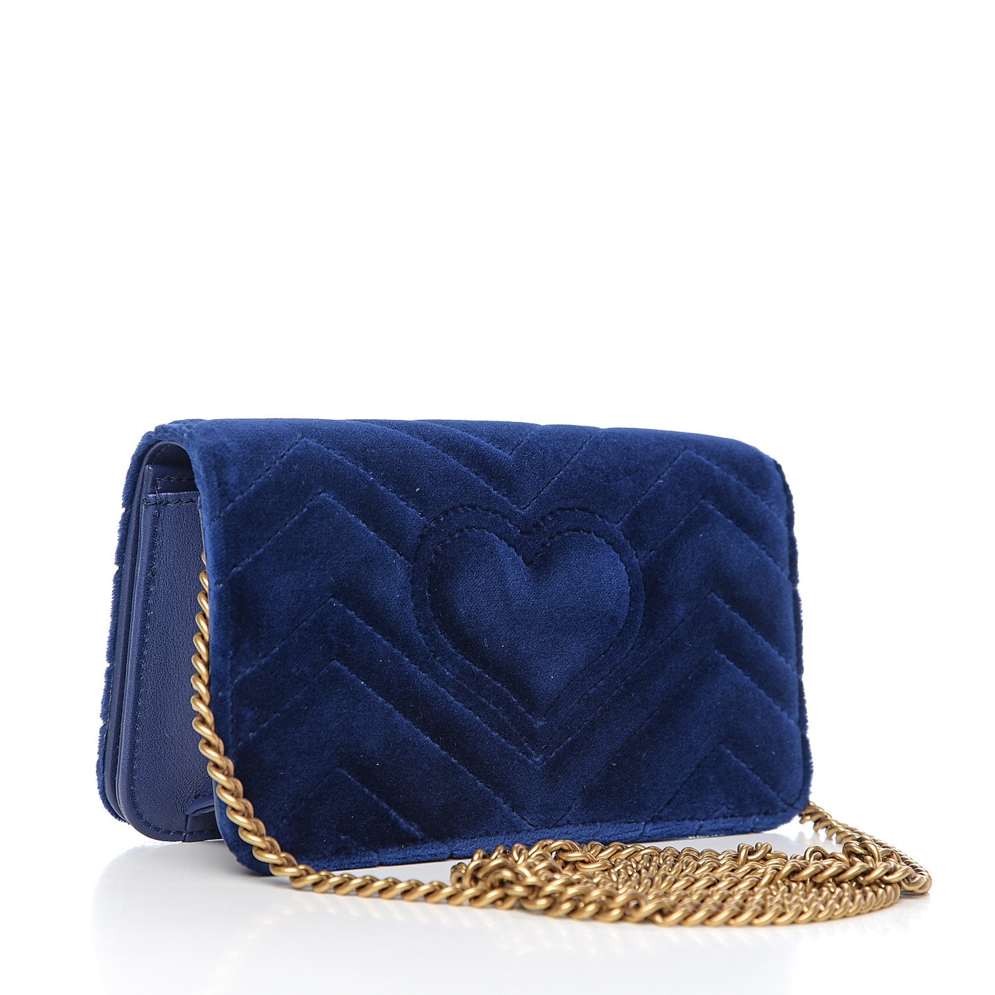 Velvet Matelasse GG Marmont Mini Bag Cobalt Blue