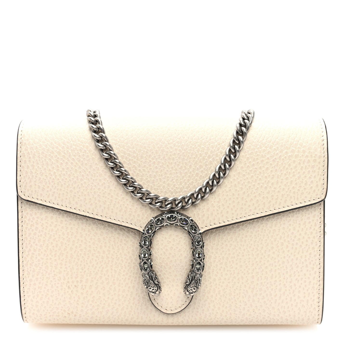 Dollar Calfskin Mini Dionysus Chain Wallet Mystic White