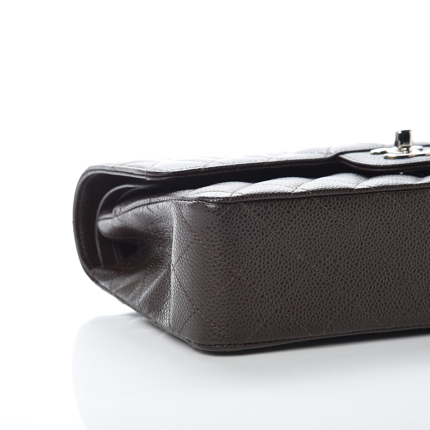 Caviar Quilted Medium Double Flap Brown